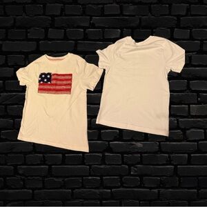 JK Designs White Short Sleeve Tee with Flag Design new without tags never worn